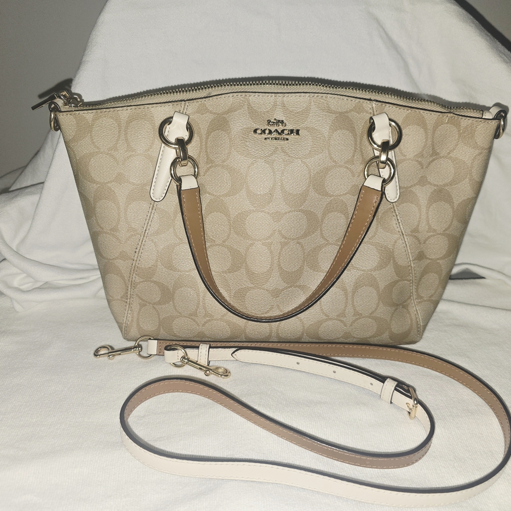 Coach Small Kelsey Satchel Shoulder Crossbody In Signature Jacquard EUC